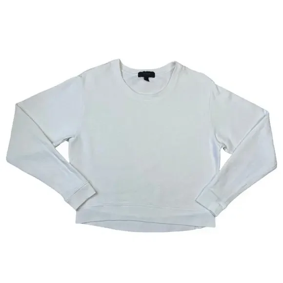 J.CREW White Crewneck Sweatshirt Size XS Preppy Coastal Classic Summer - Picture 3 of 14